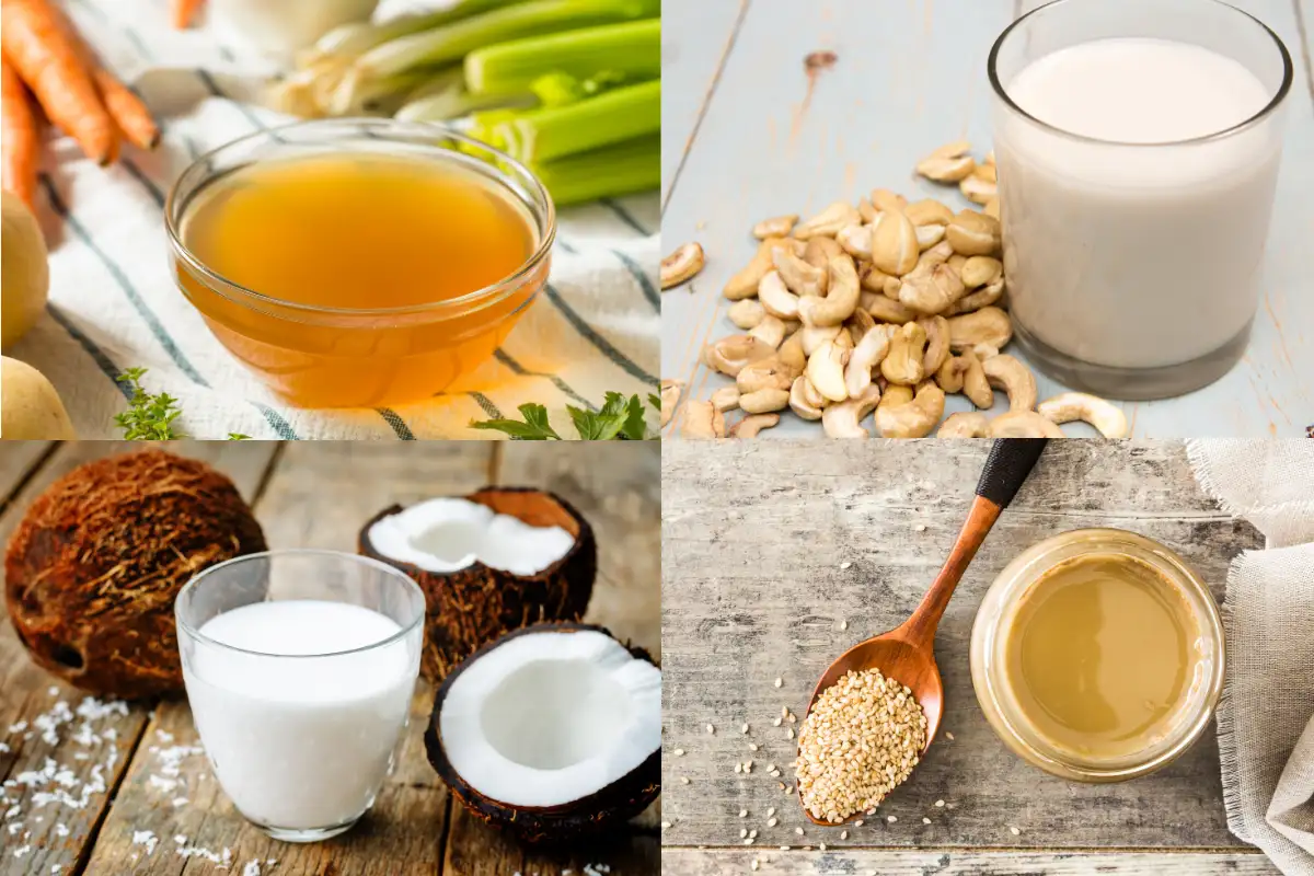 Ingredientes vegetales para preparar bechamel sin lactosa y vegana para croquetas.